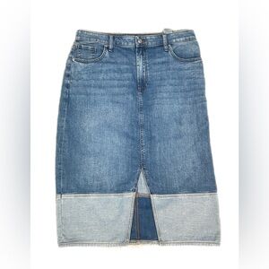 Womens Denim Midi Skirt two-tone blue jean, Western Cottagecore Prairie Farm 14